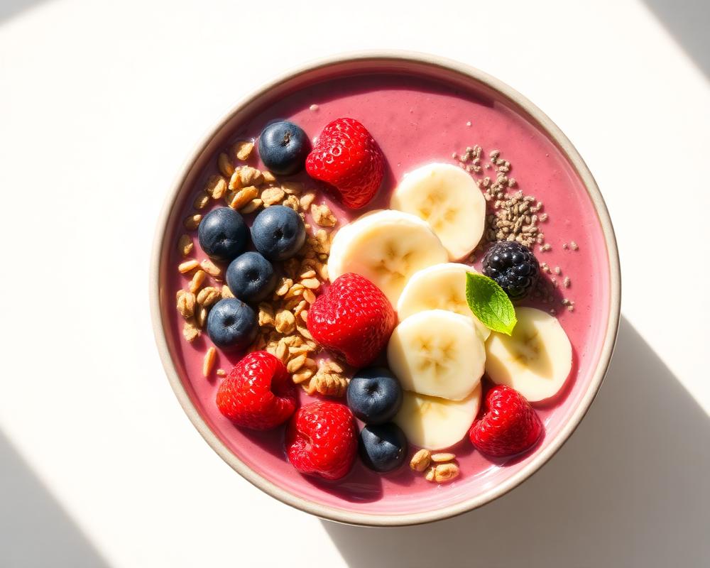 Mixed Berry Smoothie Bowl with Granola & Chia
